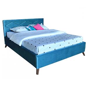 Мягкая кровать Monika 1600,БП/М, ткань, Синий