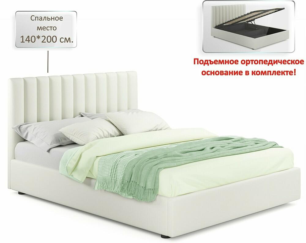 Мягкая кровать Olivia 1400 беж с подъемным механизмом 24300₽