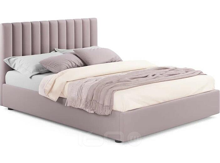 Кровать Olivia велюр лиловый С П/М 1400x2000, ортопедическое основание, изголовье мягкое
