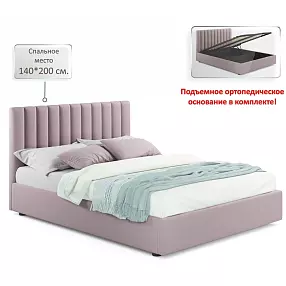 Мягкая кровать Olivia 1400 лиловая с подъемным механизмом