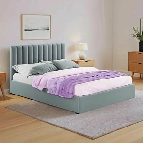Мягкая кровать Olivia 1400 серая с подъемным механизмом