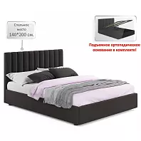 Кровать Olivia велюр шоколад с подъемным механизмом 1400x2000, ортопедическое основание, изголовье мягкое