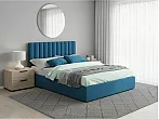 Кровать Olivia велюр синий С П/М 1400x2000, ортопедическое основание, изголовье мягкое