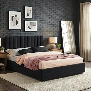 Кровать Olivia велюр темный с подъемным механизмом 1400x2000, ортопедическое основание, изголовье мягкое