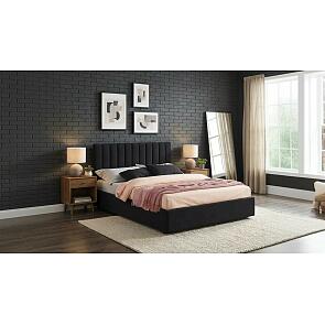 Кровать Olivia велюр темный с подъемным механизмом 1400x2000, ортопедическое основание, изголовье мягкое