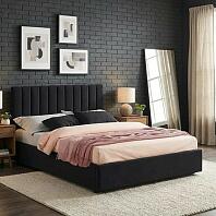 Кровать Olivia велюр темный с подъемным механизмом 1400x2000, ортопедическое основание, изголовье мягкое