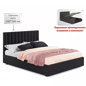 Мягкая кровать Olivia 1400 темная с подъемным механизмом