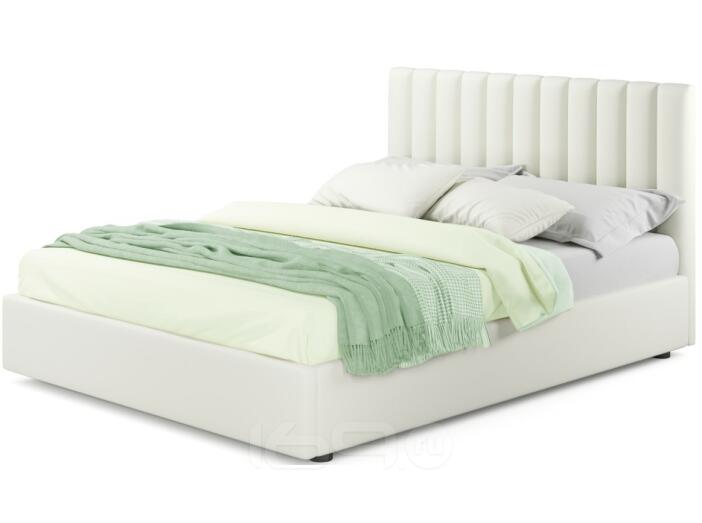 Мягкая кровать Olivia 1600 бежевая с ортопедическим основанием