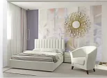 Кровать Olivia велюр бежевый С П/М 1600x2000, ортопедическое основание, изголовье мягкое