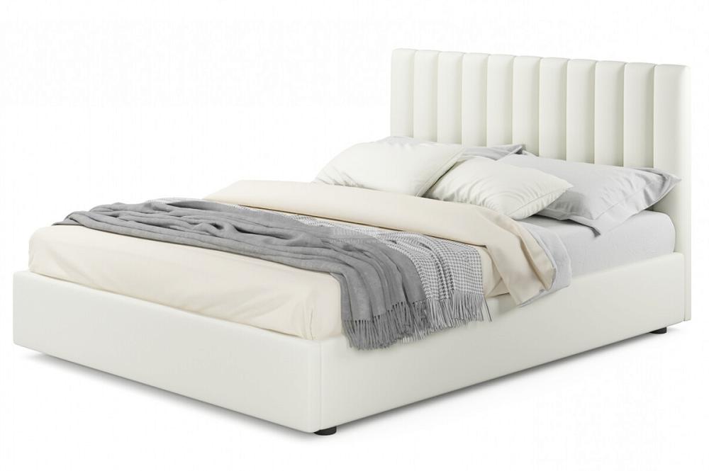Мягкая кровать Olivia 1600 бежевая с подъемным механизмом