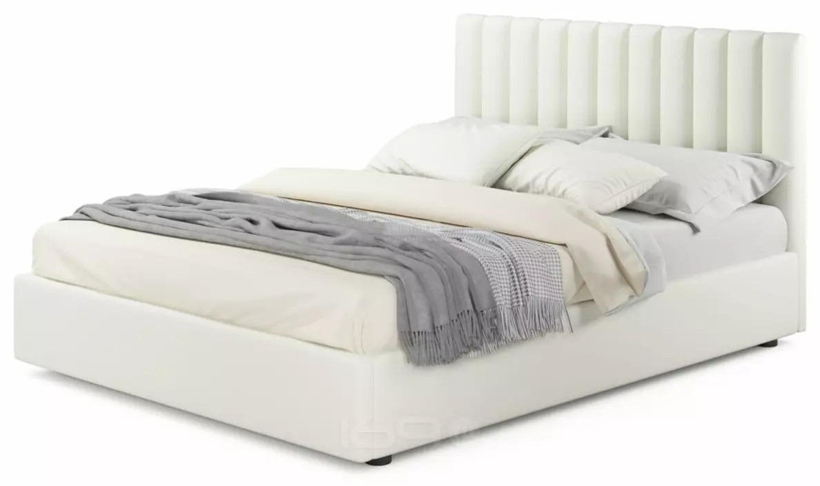 Мягкая кровать Olivia 1600 бежевая с подъемным механизмом