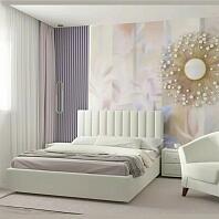 Мягкая кровать Olivia 1600 бежевая с подъемным механизмом