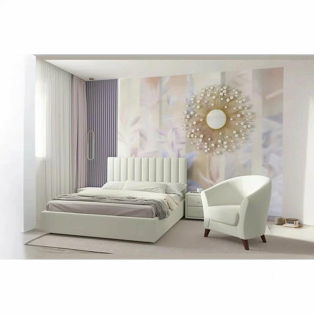 Мягкая кровать Olivia 1600 бежевая с подъемным механизмом 25200₽
