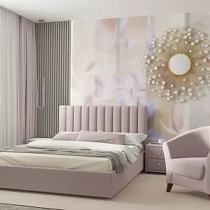 Кровать Olivia велюр лиловый без П/М 1600x2000, ортопедическое основание, изголовье мягкое