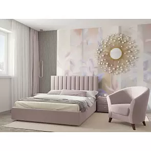 Кровать Olivia велюр лиловый без П/М 1600x2000, ортопедическое основание, изголовье мягкое