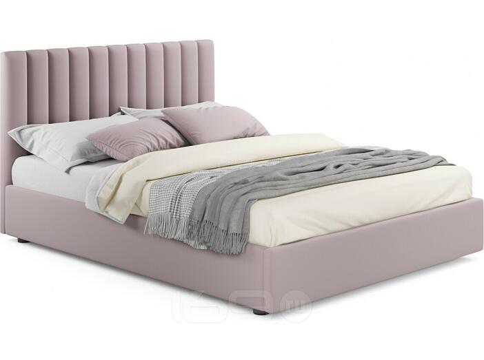 Кровать Olivia велюр лиловый С П/М 1600x2000, ортопедическое основание, изголовье мягкое