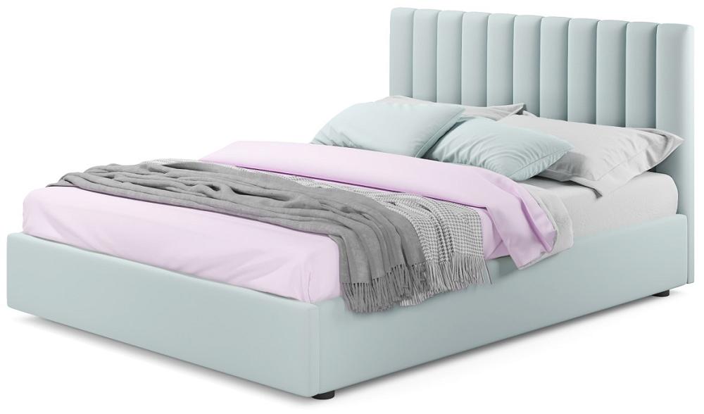 Мягкая кровать Olivia 1600 мята пастель с ортопедическим основанием мягкая интерьерная кровать селеста 1600 п м ткань мята пастель