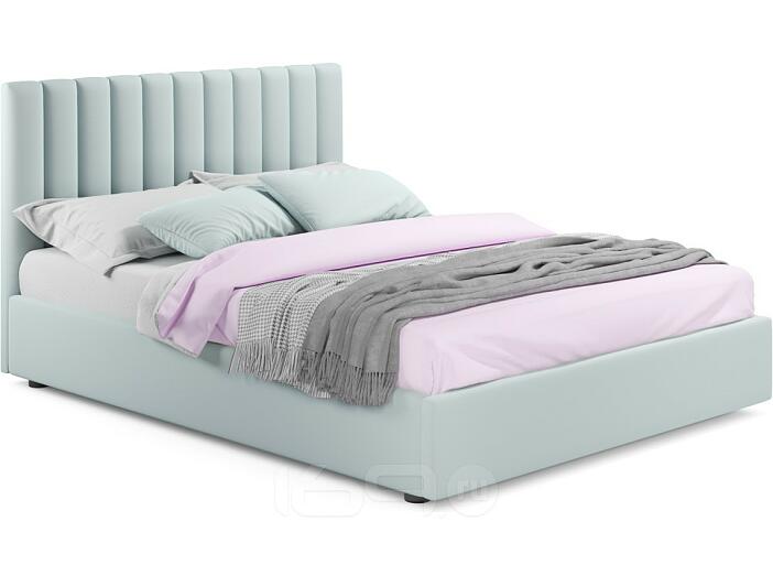 Кровать Olivia велюр мятный С П/М 1600x2000, ортопедическое основание, изголовье мягкое