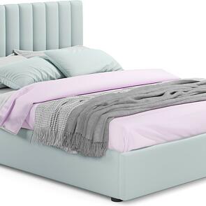 Кровать Olivia велюр мятный С П/М 1600x2000, ортопедическое основание, изголовье мягкое