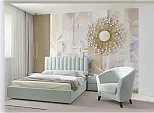 Кровать Olivia велюр мятный С П/М 1600x2000, ортопедическое основание, изголовье мягкое