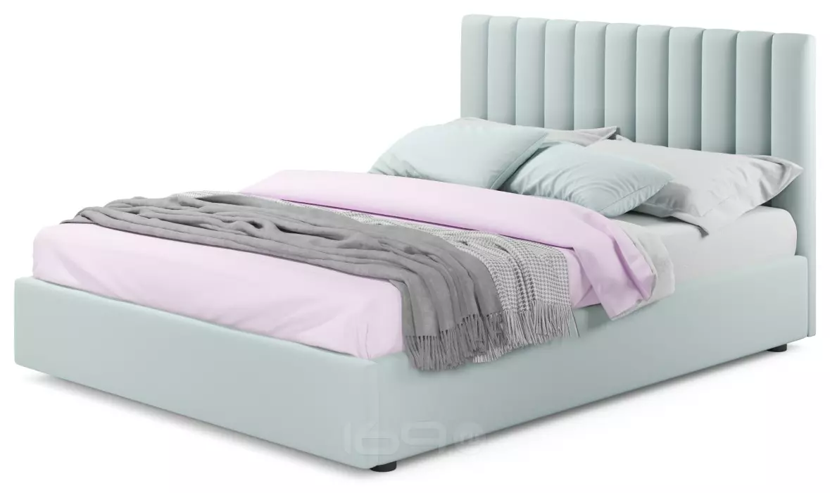 Мягкая кровать Olivia 1600 мята пастель с подъемным механизмом