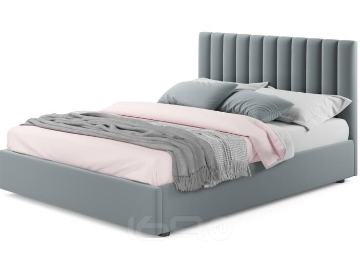Мягкая кровать Olivia 1600 серая с ортопедическим основанием