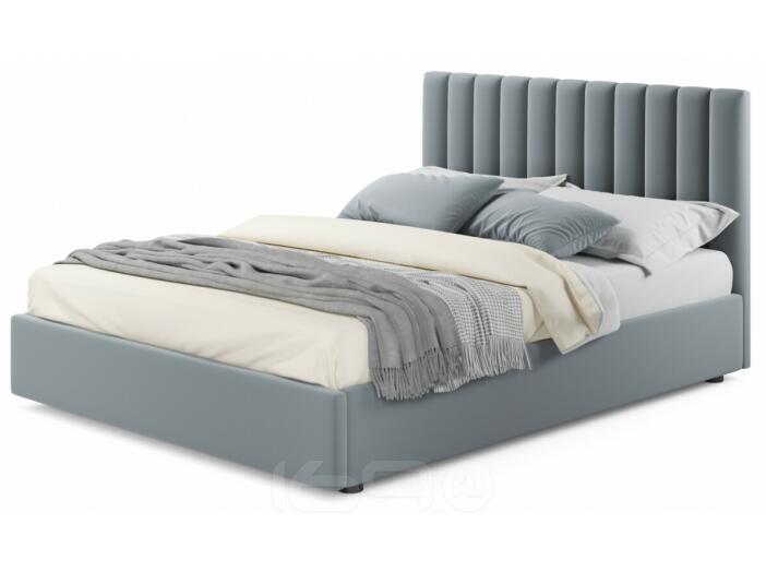 Мягкая кровать Olivia 1600 серая с подъемным механизмом