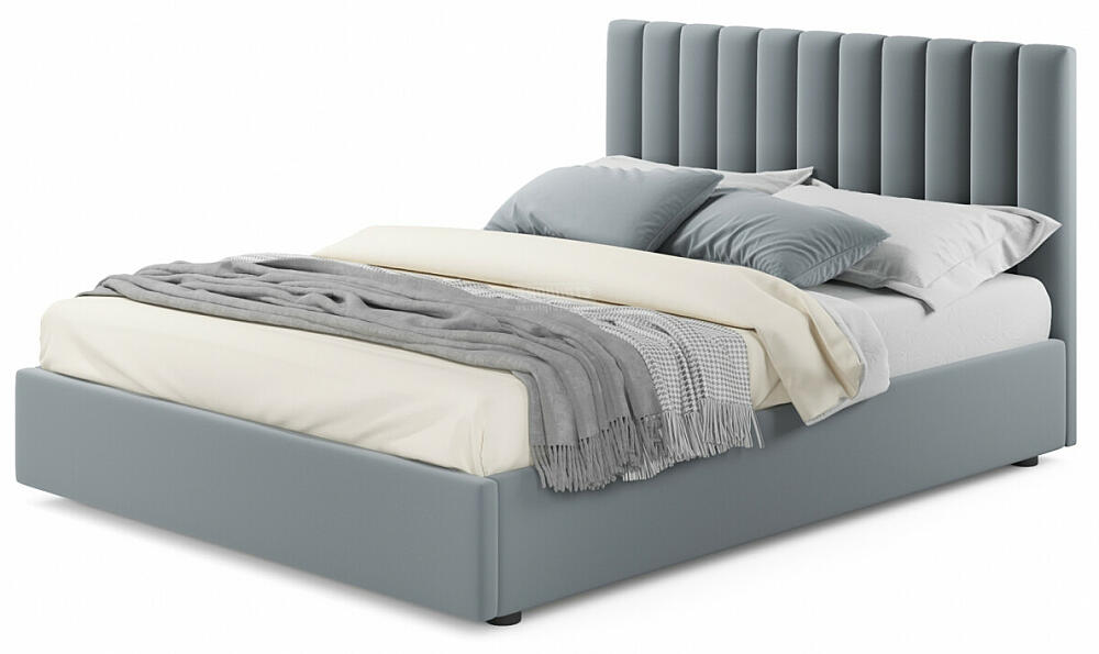 Мягкая кровать Olivia 1600 серая с подъемным механизмом 25200₽