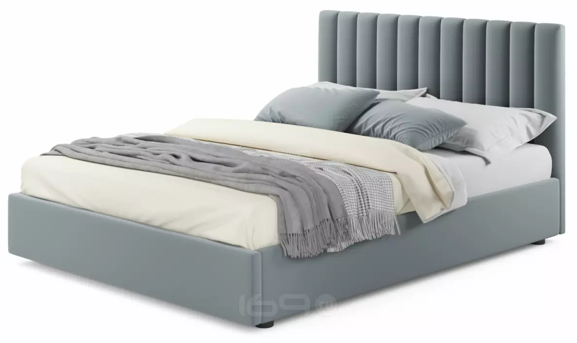 Мягкая кровать Olivia 1600 серая с подъемным механизмом