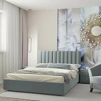 Мягкая кровать Olivia 1600 серая с подъемным механизмом