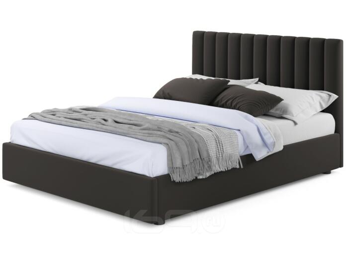 Мягкая кровать Olivia 1600 шоколад с ортопедическим основанием