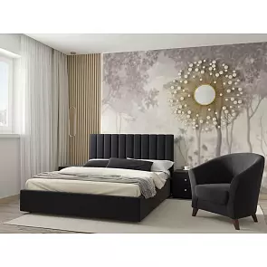 Кровать Olivia велюр шоколадный С П/М 1600x2000, ортопедическое основание, изголовье мягкое