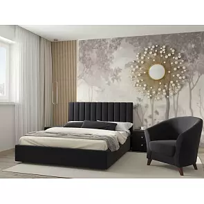 Кровать Olivia велюр шоколадный С П/М 1600x2000, ортопедическое основание, изголовье мягкое