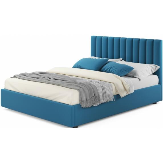 Мягкая кровать Olivia 1600 синяя с подъемным механизмом