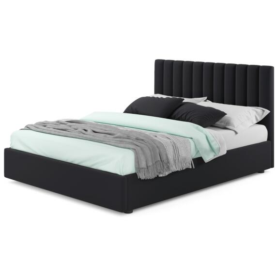 Мягкая кровать Olivia 1600 темная с ортопедическим основанием