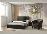 Кровать Olivia велюр коричневый С П/М 1600x2000, ортопедическое основание, изголовье мягкое