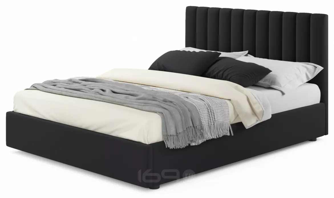 Мягкая кровать Olivia 1600 темная с подъемным механизмом