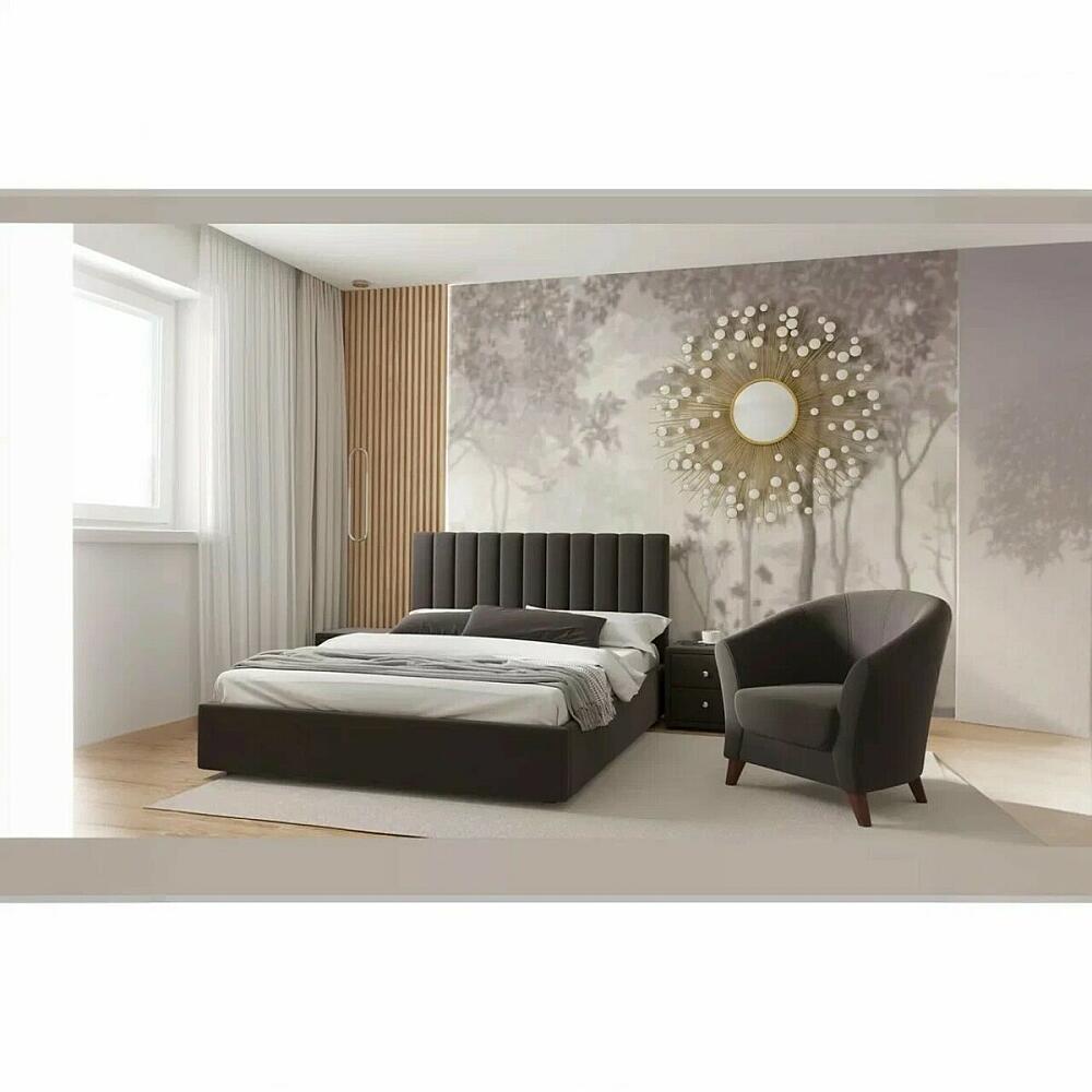 Мягкая кровать Olivia 1600 темная с подъемным механизмом 25200₽