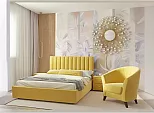 Кровать Olivia велюр желтый С П/М 1600x2000, ортопедическое основание, изголовье мягкое