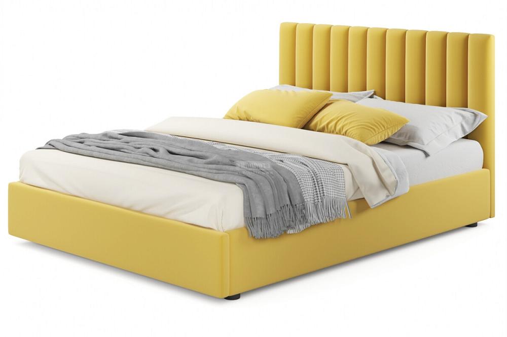 Мягкая кровать Olivia 1600 желтая с подъемным механизмом