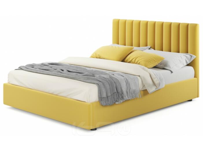 Мягкая кровать Olivia 1600 желтая с подъемным механизмом
