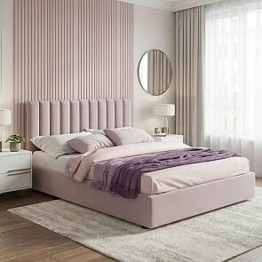 Кровать Olivia велюр лиловый с подъемным механизмом 1800x2000, ортопедическое основание, изголовье мягкое