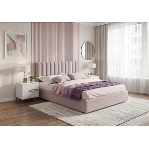 Кровать Olivia велюр лиловый С П/М 1800x2000, ортопедическое основание, изголовье мягкое