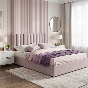 Кровать Olivia велюр лиловый С П/М 1800x2000, ортопедическое основание, изголовье мягкое