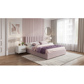 Кровать Olivia велюр лиловый С П/М 1800x2000, ортопедическое основание, изголовье мягкое