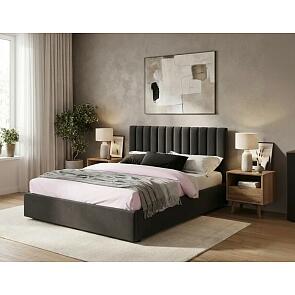 Кровать Olivia велюр шоколад С П/М 1800x2000, ортопедическое основание, изголовье мягкое
