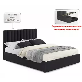 Мягкая кровать Olivia 1800 темная с подъемным механизмом