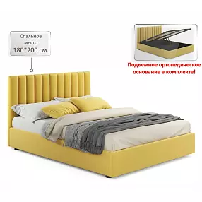 Мягкая кровать Olivia 1800 желтая с подъемным механизмом