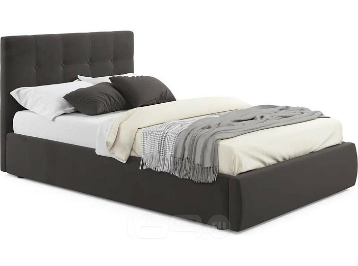 Кровать Селеста велюр шоколад С П/М 1200x2000, ортопедическое основание, изголовье мягкое