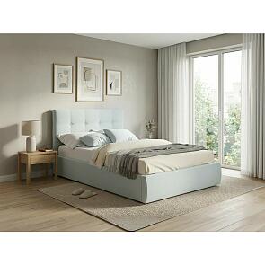 Кровать Селеста велюр мята пастель С П/М 1400x2000, изголовье мягкое